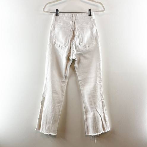 ZARA  Cropped High Rise Straight Leg Jeans White 2