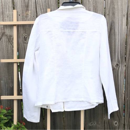 Guess  LOS ANGELES White Linen Crop Moto Zippered Jacket L