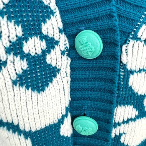 Cabin creek  Women's Vintage Floral Cardigan Button Sweater Green Size M