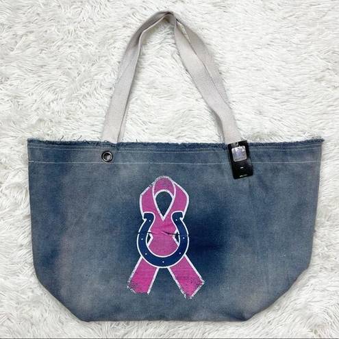 Little Earth Indianapolis Colts Blue Denim Breast Cancer Tote Bag