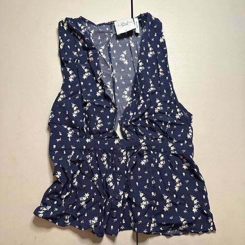 L'Academie L’Academie blue floral peplum tank small