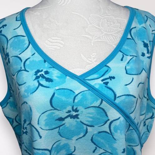 Tommy Hilfiger Blue Floral Print Tank Top Sleeveless Blouse 2X