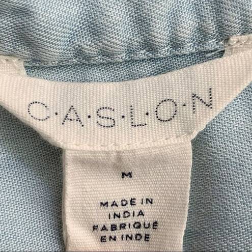 Caslon  100% Lyocell Chambray Bleach Button Down Peplum Top