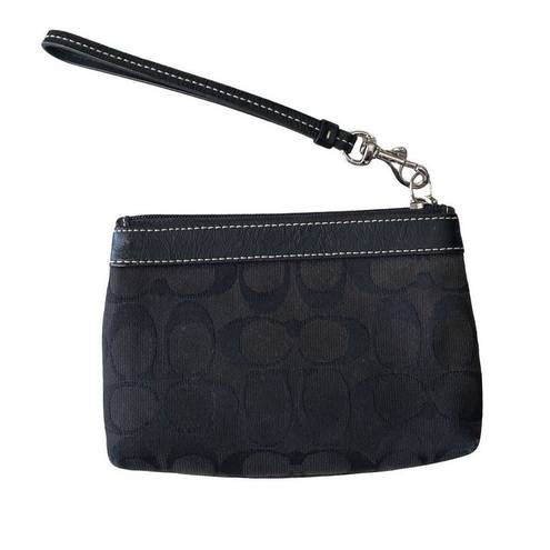 Coach  Black Monogram Wristlet Zip Bag