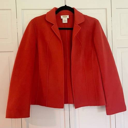 Talbots  vintage petite coral 100% wool open blazer size 8