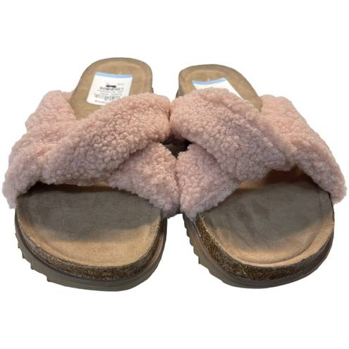 Treasure & Bond  Davina Pink Faux Sherpa Open Toe Slip On Sandals Size 10