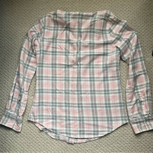 Roxy  Soft Cotton Plaid Pastel Button Down Collared Shirt Medium