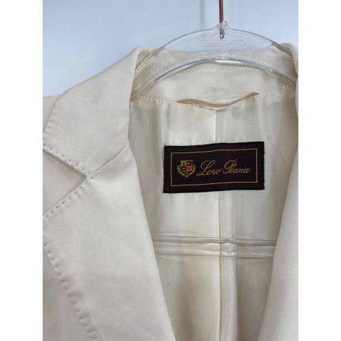 Loro Piana  Cream Cotton Silk Single Breasted Patch Pockets Blazer Jacket Size 42