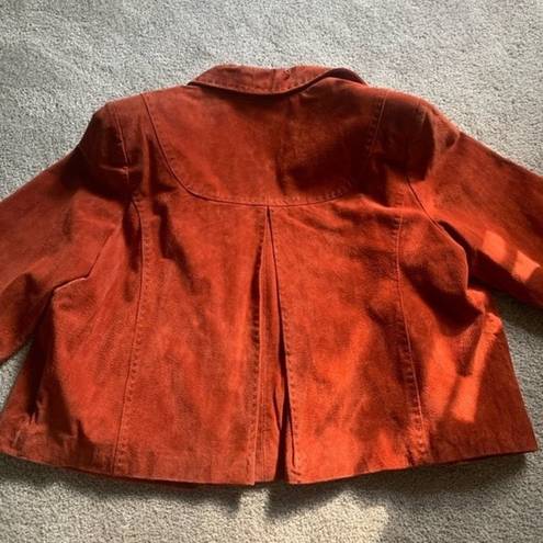 Coldwater Creek VTG Leather Suede Blazer Rusty Orange Jacket Boho Size L