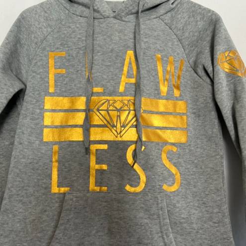 Flawless RAG Long Sleeve "" Hooded Sweatshirt Grey & Gold Size Medium