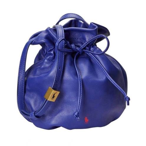 Polo  Ralph Lauren Blue Leather Pony Pouch Bucket Bag