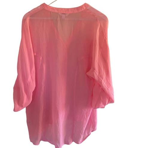 Candie's Candie’s pink sheer button down large blouse