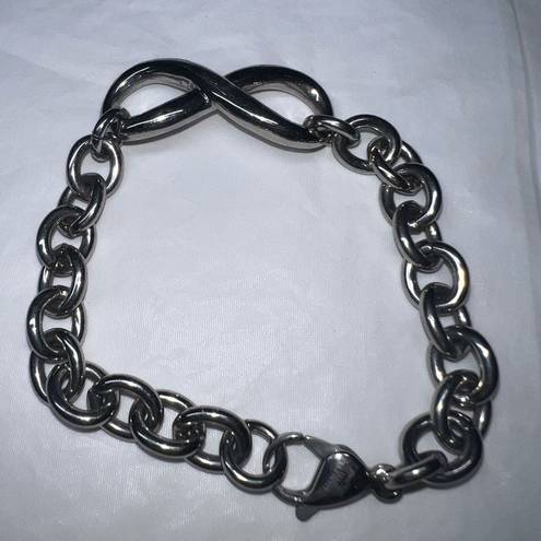 infinity Stainless Steel Gunmetal Tone Chunky Chain  Sign Bracelet