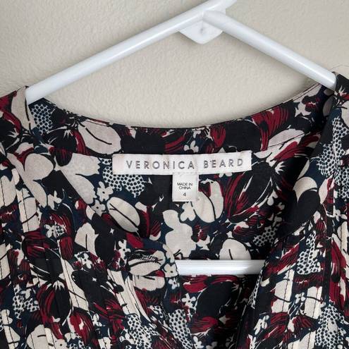 Veronica Beard Goldie Floral Silk Tuxedo Blouse (Size 4)