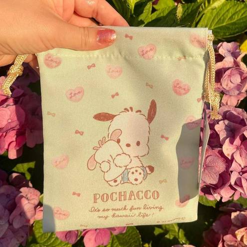 Sanrio  Pochacco, Cinnamoroll Blue, Light Green Small Drawstring Bag