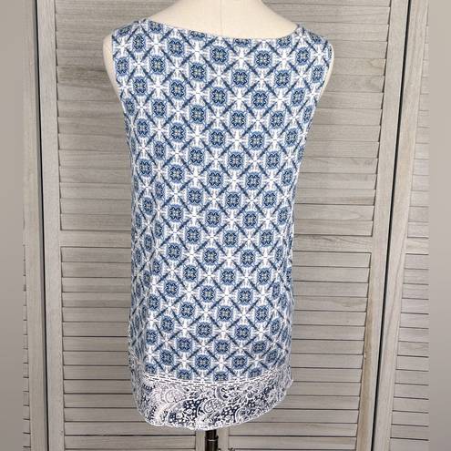 Eliane Rose  Boho Tank Top Medallion Print Blue/White-Small