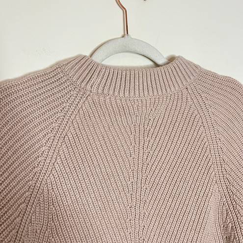 ALLSAINTS Sylvie Wool Cashmere Knit Crewneck Side Slit Sweater Beige Pink