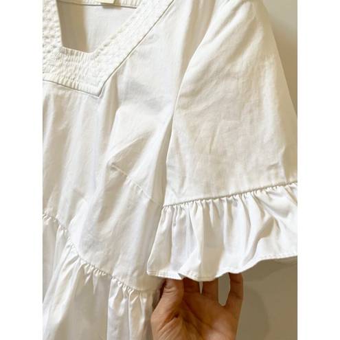 Kate Spade  Broome Street White Peplum Top sz xs cotton ruffle babydoll