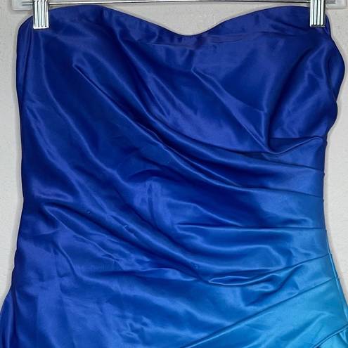 Onyx Vintage  Nite Strapless Ombre Dress Blue