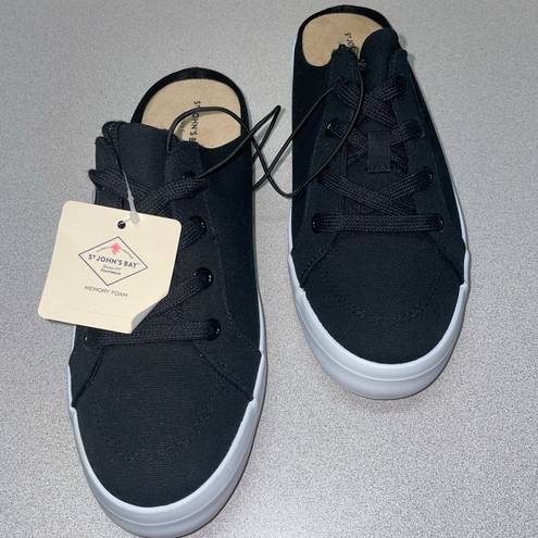 St. John Nwt 's Bay Boating Womens Sneakers black size 8 slip on comfort canvas