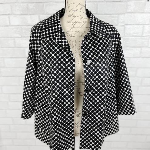 Talbots  Black & White Geometric Fully Lined Career Blazer Jacket Womens Size 12