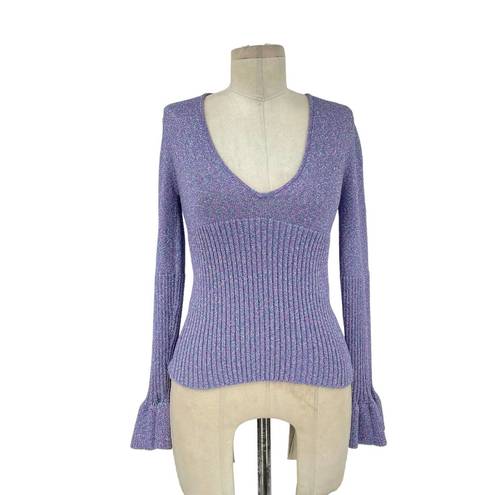 Alice McCALL  Metallic Knit Love Letters Knit Metallic Top Sweater Purple Size XS