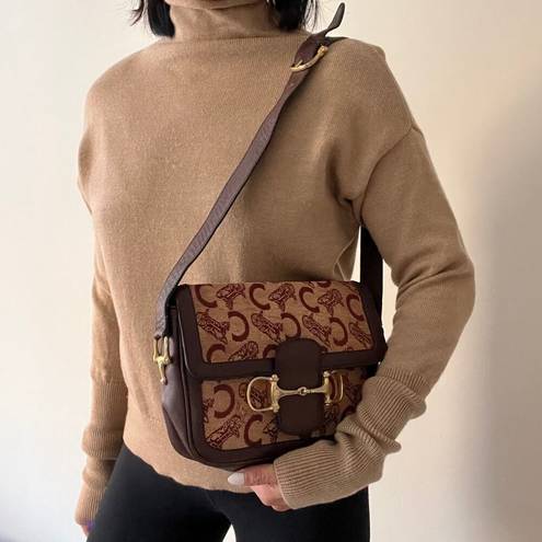 CELINE  Horsebit Carriage Brown Leather Shoulder Bag