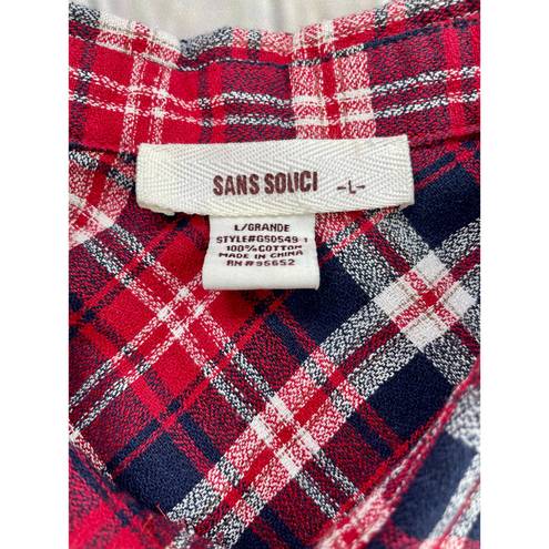 Sans Souci Red Plaid Shirtdress