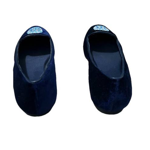 Jack Rogers Women’s  Ginger Jar Velvet flats 8.5. Midnight blue.