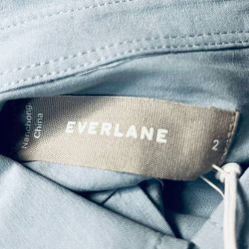 Everlane  The Clean Silk Oversized Button Down Shirt Blue Size 2