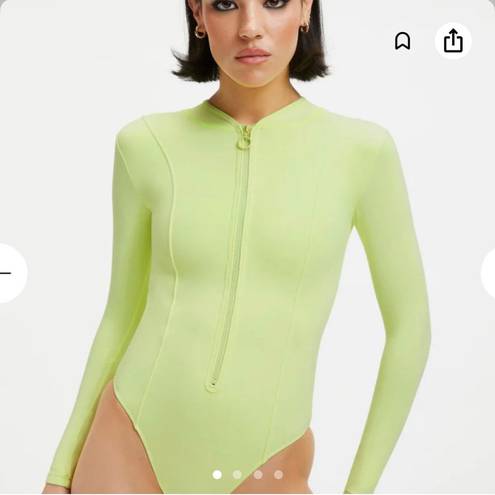 Good American NWT  compression long sleeve swimsuit key lime sz 2 (medium)