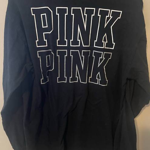 Pink by Victoria Secret Black long sleeve logo tee SZ LG