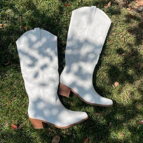 White cowboy festival boots Size 10