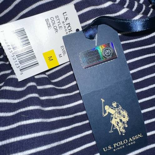 U.S. Polo Assn. striped long sleeve ribbed thermal shirt Navy & White medium NWT