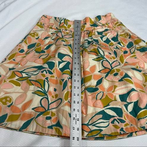 J.Crew  Peach Green Floral Pleated Skirt