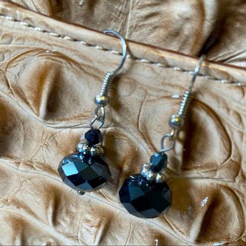 Black Bead Faceted  dangle earrings gothic retro date night