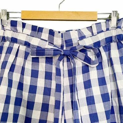 Joie  Gingham Shorts Blue & White Check Cotton Paper Bag Waist Women’s Size XL