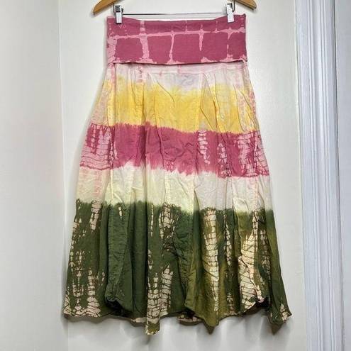 Tracy Evans  Limited Long Tie Dye Skirt Size Large Fold Over Waist Boho Hippie