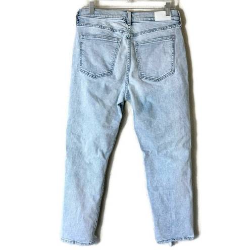 Pistola  Light Wash Raw Hem Distressed Cropped Straight Leg Jeans Size 31