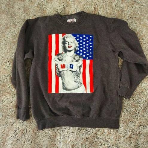 Marilyn Monroe Rag Wear USA American Flag  Angel Wing Crewneck Sweatshirt Medium