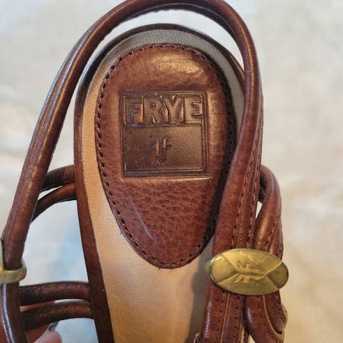 Frye  Colette Braided T-Strap Leather Sandal Wedge Size 9