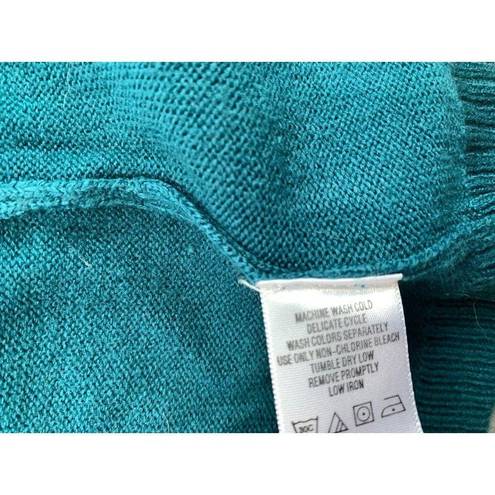 Only  Necessities Medium Womens Sweater Teal Blue Long Sleeve Knit Open Front