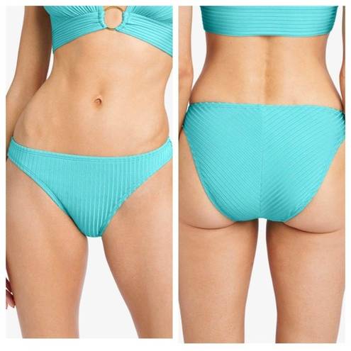 Robin Piccone  Yasmine Hipster Bikini Bottom Large L Aqua Teal Ribbed