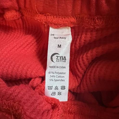 Zyia  Active Pants Womens Medium Orange Red Don't Wake Me Thermal Waffle Joggers