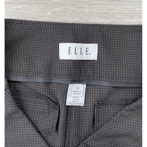 Elle  Black Checker Windowpane Dress Pants Size 12 Career N7