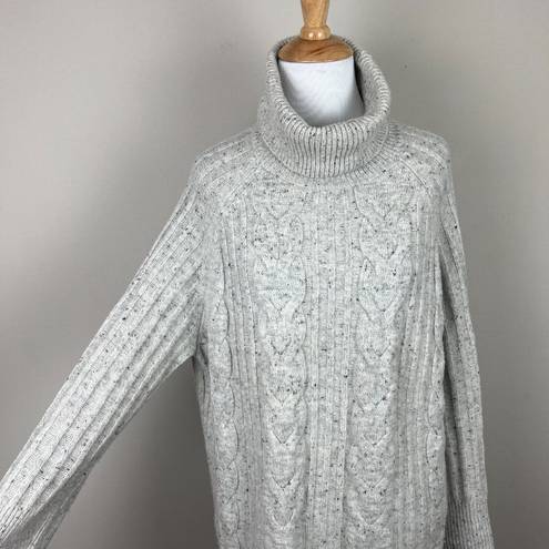 Krass&co The White Label  Sweater M Womens Gray Cable Knit Turtleneck‎ Wool Alpaca