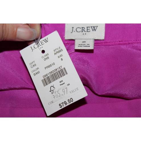 J.Crew Women's  Pleated Midi Skirt AR995 Pink Polyester Crinkle Skirt Size 8 NWT