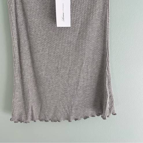 Lovers + Friends  Ribbed One-Shoulder Tank Top Grey NWT