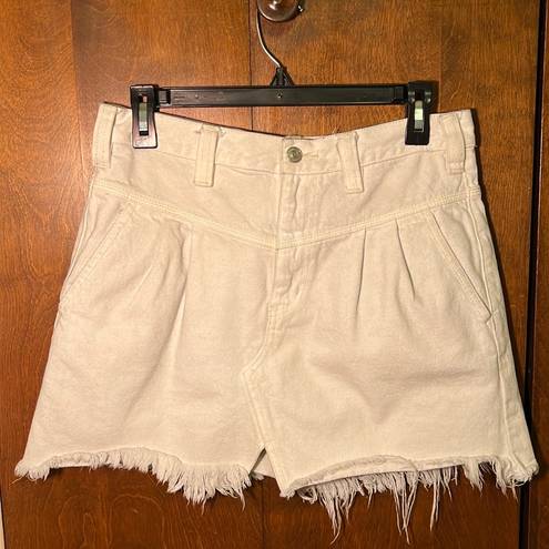 Free People  Women's Sidecar Mini Cotton Skirt In White Clay. Size 28