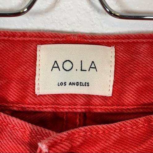 Alice + Olivia  Distressed Boyfriend High Waist Straight Leg Jeans Red Size 4